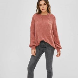 Zaful Lantern Sleeve Loose Fitting Sweater